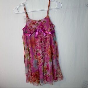 Bonnie Jean Vibrant Floral Dress Pink Multi Color Size 2 Spaghetti Straps Size 8